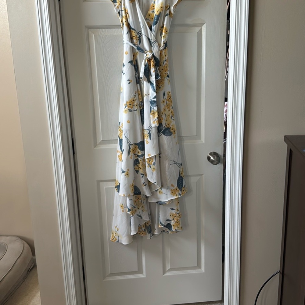 Lulu's Gold Halter Pleated Tiered Sundress